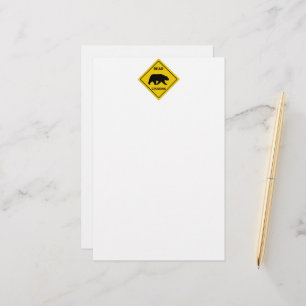 SlipperyJoe's bear crossing sign bear silhouette w Stationery