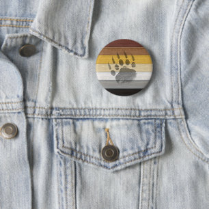 SlipperyJoe's Bear Pride flag wooden floor texture 6 Cm Round Badge