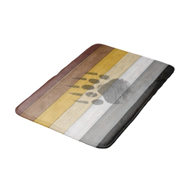 SlipperyJoe's Bear Pride flag wooden floor texture Bath Mat (Angled)