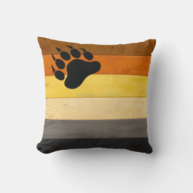 SlipperyJoe's Bear Pride flag wooden floor texture Cushion (Front)