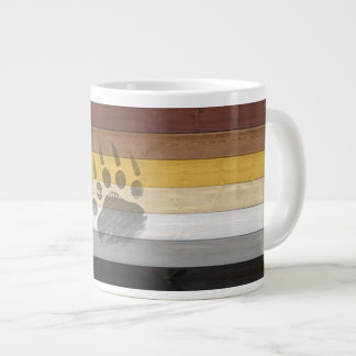 SlipperyJoe's Bear Pride flag wooden floor texture Large Coffee Mug