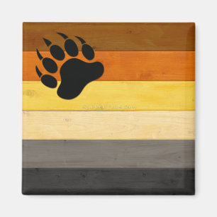 SlipperyJoe's Bear Pride flag wooden floor texture Magnet