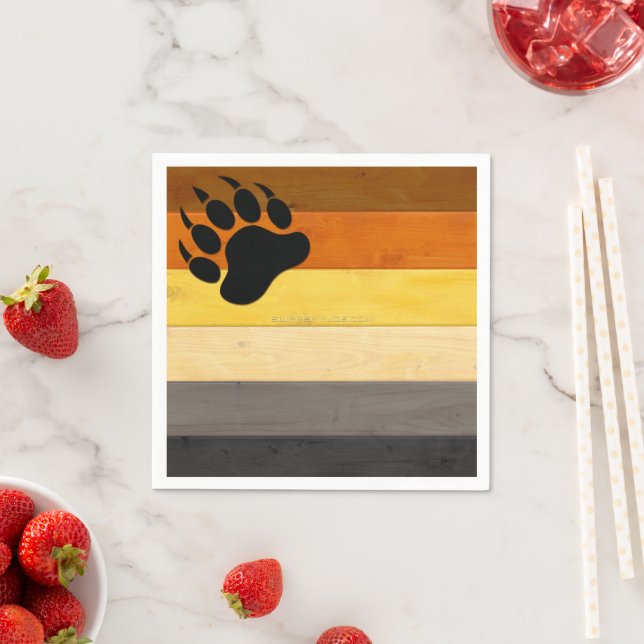 SlipperyJoe's Bear Pride flag wooden floor texture Napkin (Insitu)