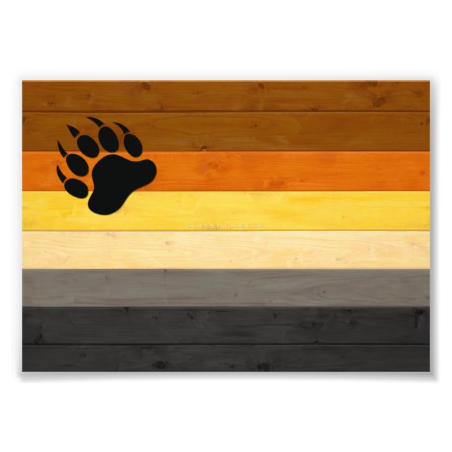 SlipperyJoe's Bear Pride flag wooden floor texture Photo Print (Front)