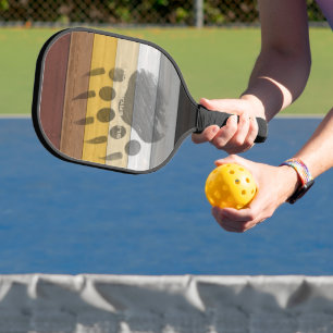 SlipperyJoe's Bear Pride flag wooden floor texture Pickleball Paddle