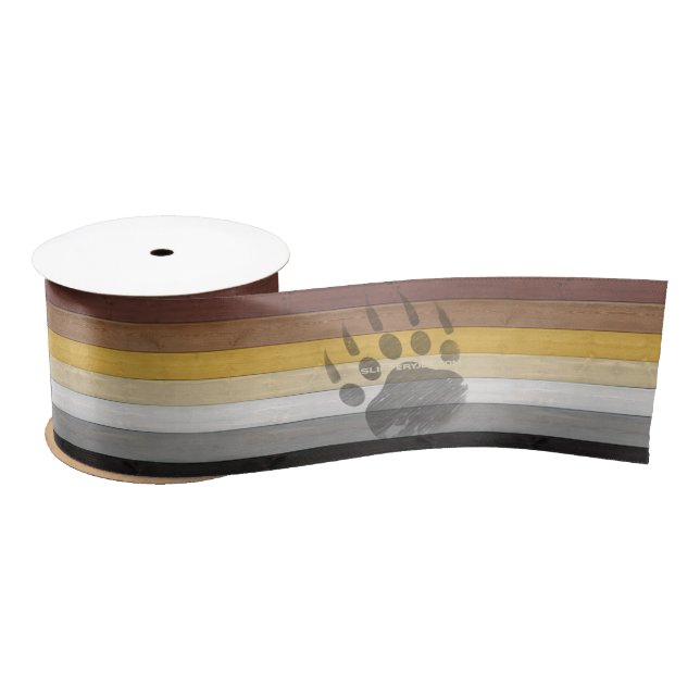 SlipperyJoe's Bear Pride flag wooden floor texture Satin Ribbon (Spool)