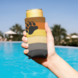 SlipperyJoe's Bear Pride flag wooden floor texture Seltzer Can Cooler