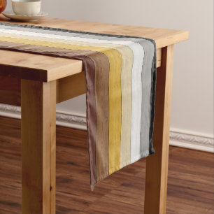 SlipperyJoe's Bear Pride flag wooden floor texture Short Table Runner