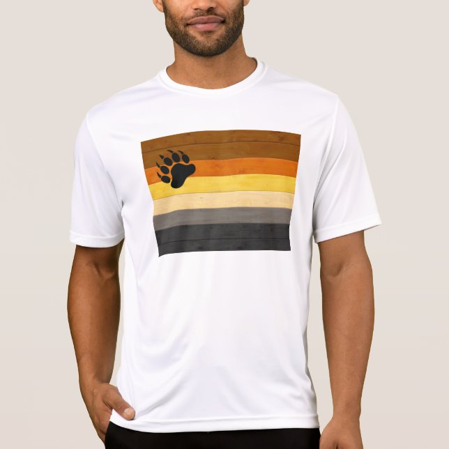 SlipperyJoe's Bear Pride flag wooden floor texture T-Shirt (Front)