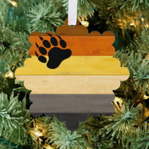 SlipperyJoe's Bear Pride flag wooden floor texture Tree Decoration Card
