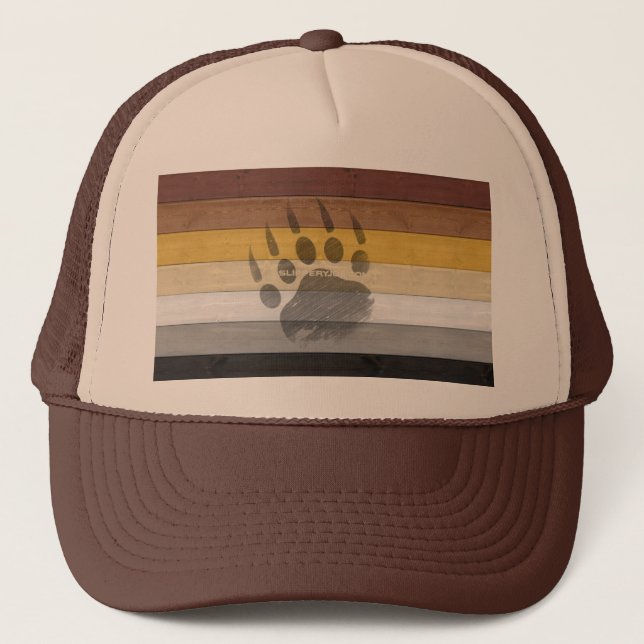 SlipperyJoe's Bear Pride flag wooden floor texture Trucker Hat (Front)