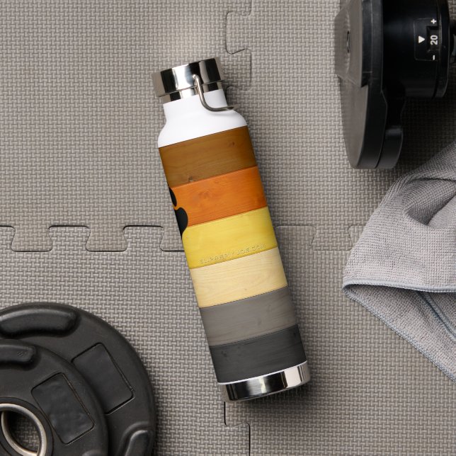 SlipperyJoe's Bear Pride flag wooden floor texture Water Bottle (Gym)