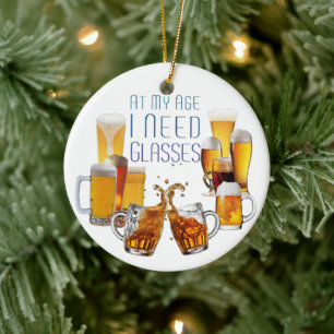 SlipperyJoe's beer glasses pilsner glasses steins Ceramic Tree Decoration
