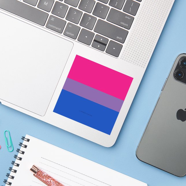 SlipperyJoe's Bisexual Pride Flag colors magenta l (Laptop w/ iPhone)