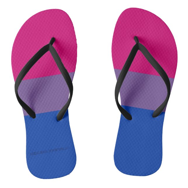 SlipperyJoe's Bisexual Pride Flag colours magenta  Jandals (Footbed)