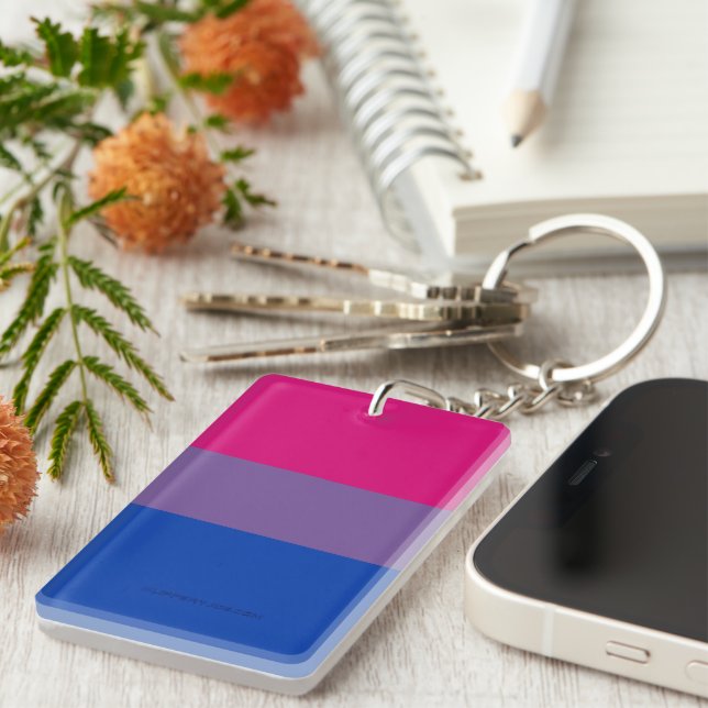 SlipperyJoe's Bisexual Pride Flag colours magenta  Key Ring (Front Right)