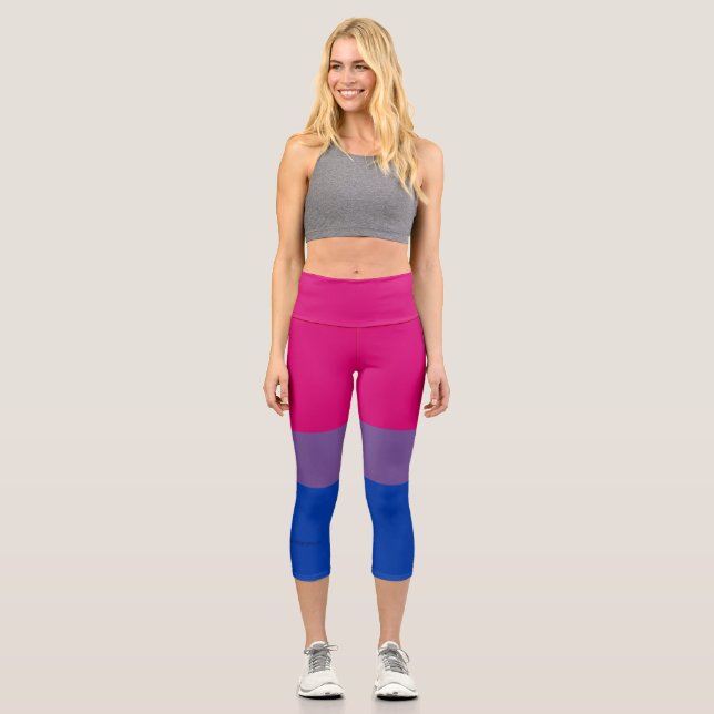 SlipperyJoe's Bisexual Pride Flag lavender-pink bl Capri Leggings (Front)