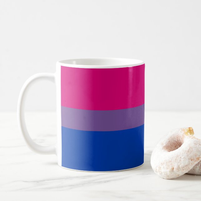 SlipperyJoe's Bisexual Pride Flag lavender-pink bl Coffee Mug (With Donut)