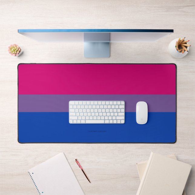 SlipperyJoe's Bisexual Pride Flag lavender-pink bl Desk Mat (Office 1)