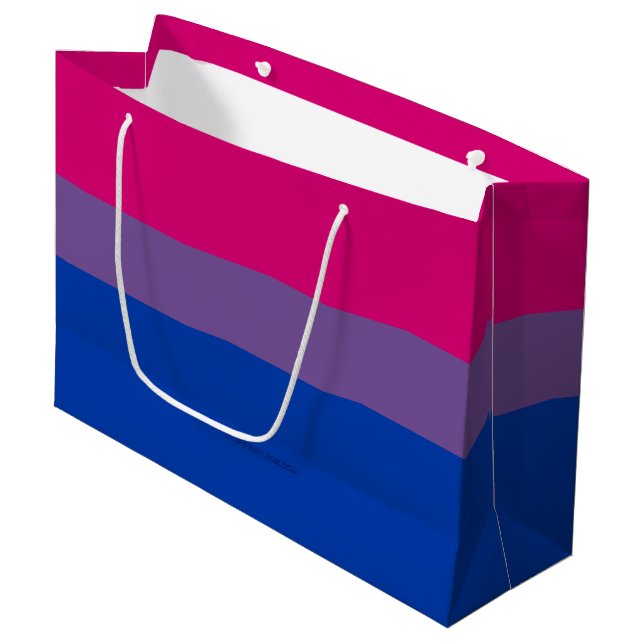 SlipperyJoe's Bisexual Pride Flag lavender-pink bl Large Gift Bag (Front Angled)