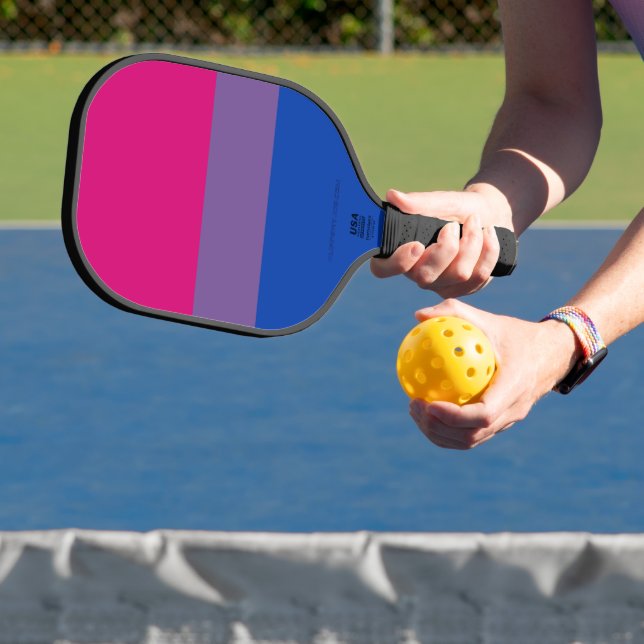 SlipperyJoe's Bisexual Pride Flag lavender-pink bl Pickleball Paddle (Insitu)