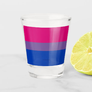 SlipperyJoe's Bisexual Pride Flag lavender-pink bl Shot Glass