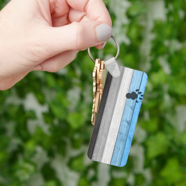 SlipperyJoe's black otter paw print hairy lean med Key Ring (Hand)