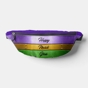 SlipperyJoe's bold Mardi Gras theme purple gold gr Bum Bags