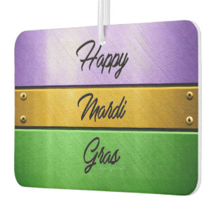 SlipperyJoe's bold Mardi Gras theme purple gold gr Car Air Freshener