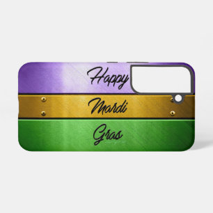 SlipperyJoe's bold Mardi Gras theme purple gold gr Samsung Galaxy Case