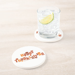 SlipperyJoe's bright festive Thanksgiving graphic Coaster