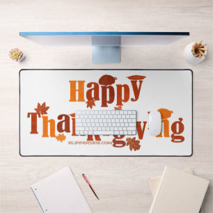 SlipperyJoe's bright festive Thanksgiving graphic  Desk Mat