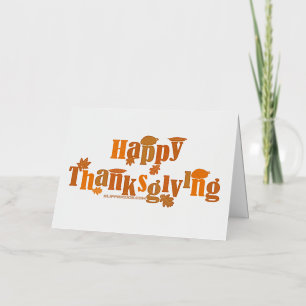 SlipperyJoe's bright festive Thanksgiving graphic Foil Holiday Card
