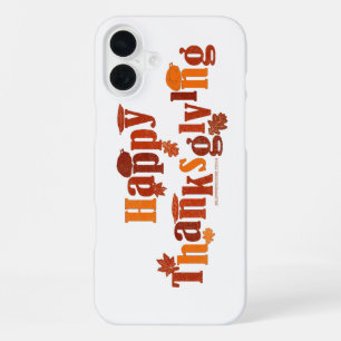 SlipperyJoe's bright festive Thanksgiving graphic iPhone 16 Plus Case