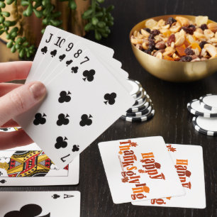 SlipperyJoe's bright festive Thanksgiving graphic Playing Cards