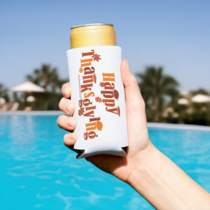 SlipperyJoe's bright festive Thanksgiving graphic Seltzer Can Cooler