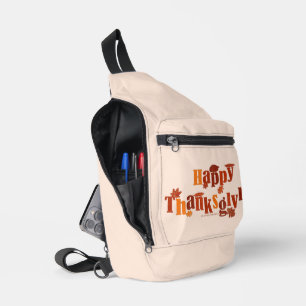 SlipperyJoe's bright festive Thanksgiving graphic Sling Bag