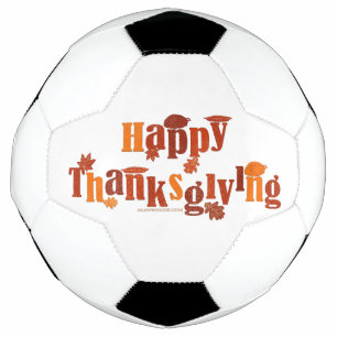 SlipperyJoe's bright festive Thanksgiving graphic Soccer Ball