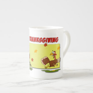 SlipperyJoe's bright playful Thanksgiving cartoon Bone China Mug