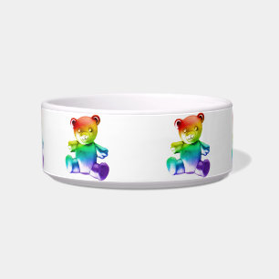 SlipperyJoe's brushed metal teddy bear rainbow gra Bowl
