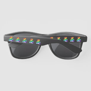 SlipperyJoe's brushed metal teddy bear rainbow gra Sunglasses