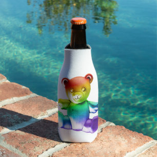 SlipperyJoe's brushed metal teddy bear smooth grad Bottle Cooler