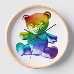SlipperyJoe's brushed metal teddy bear smooth grad Clock