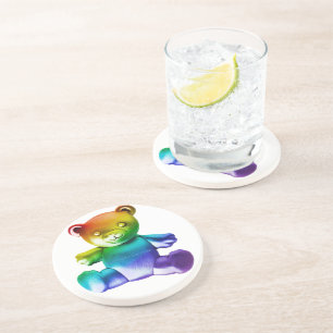 SlipperyJoe's brushed metal teddy bear smooth grad Coaster