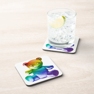 SlipperyJoe's brushed metal teddy bear smooth grad Coaster