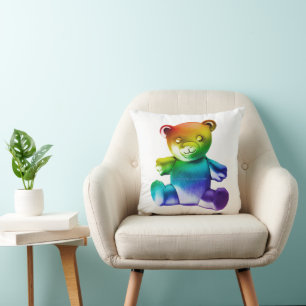 SlipperyJoe's brushed metal teddy bear smooth grad Cushion
