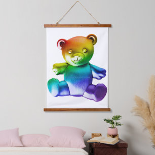 SlipperyJoe's brushed metal teddy bear smooth grad Hanging Tapestry