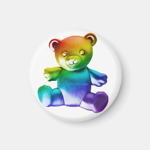 SlipperyJoe's brushed metal teddy bear smooth grad Magnet