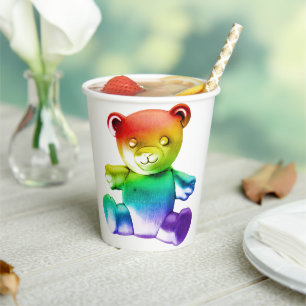 SlipperyJoe's brushed metal teddy bear smooth grad Paper Cups