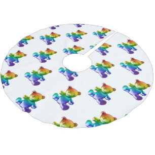 SlipperyJoe's brushed metal teddy bear smooth grad Polyester Tree Skirt